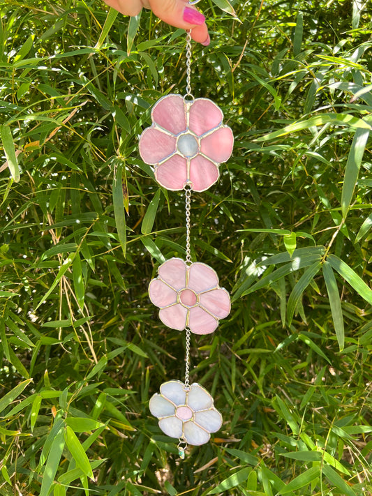 Stained Glass Pastel 3 Flower Wall Hanging